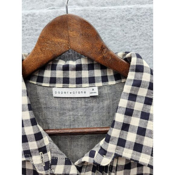 Paper Crane Black & White Plaid Button-Up Blouse - Womens Medium - Picture 2 of 4